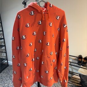 Champion Reverse Weave 2XL Coral All-Over Logo Hoodie